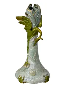 AUSTRIAN ERNST WAHLISS ART NOUVEAU HERON FROG PORCELAIN VASE
