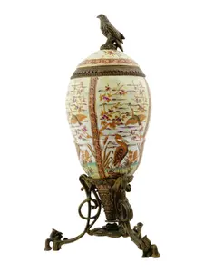ANTIQUE EUROPEAN BRONZE MOUNTED PORCELAIN LIDDED VASE