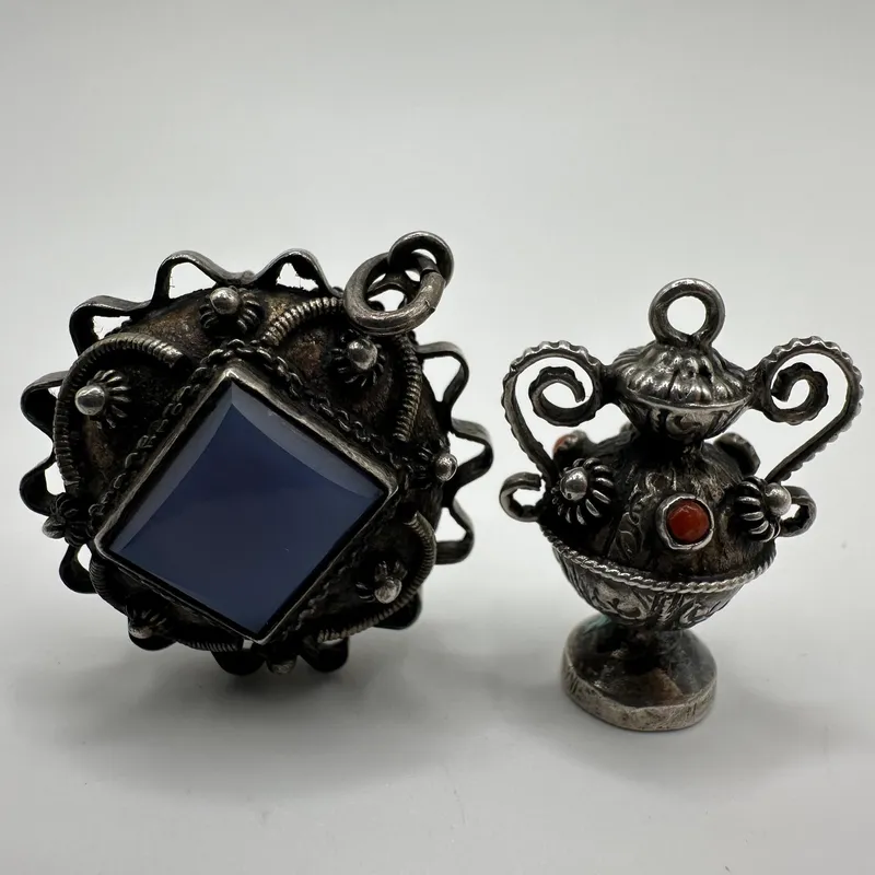 Italian Etruscan Revival Style Ornate Silverwork Unmarked Silver Charms X59 from auction in Orlando, Florida — image 26