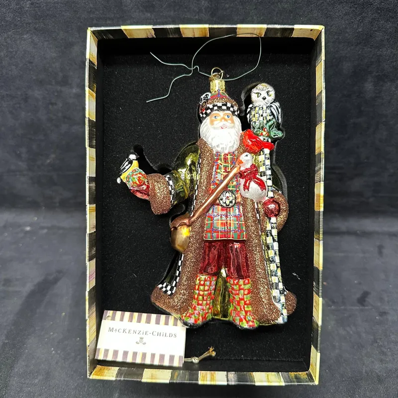 MacKenzie-Childs Bird Watching Santa Claus Christmas Holiday Ornament Courtly Check from auction in Orlando, Florida — image 38