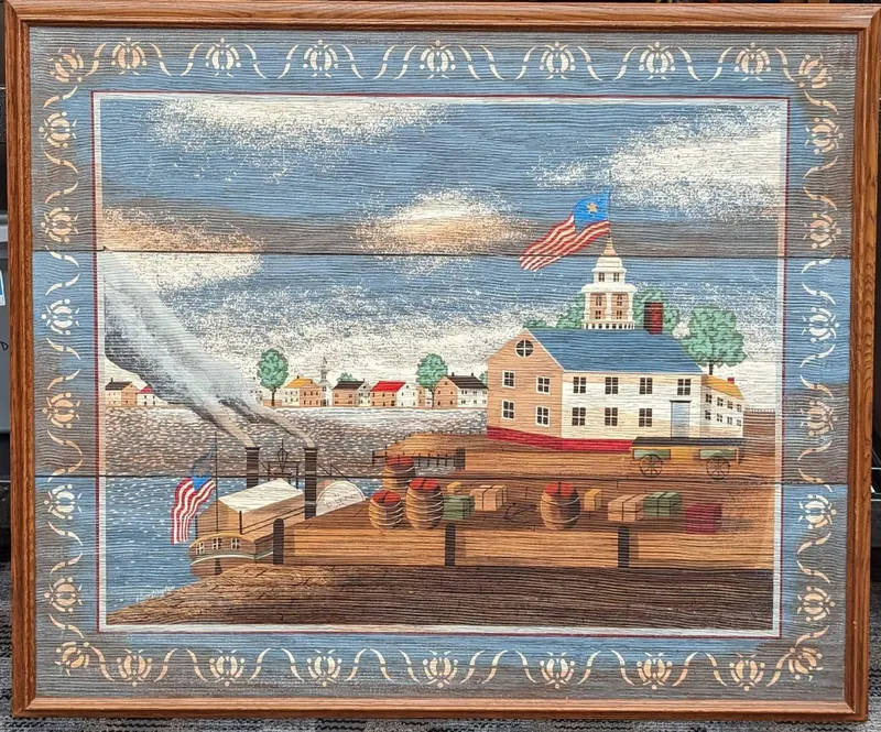 Large Framed Huntington Print On Canvas Folk Art from auction in Orlando, Florida — image 6
