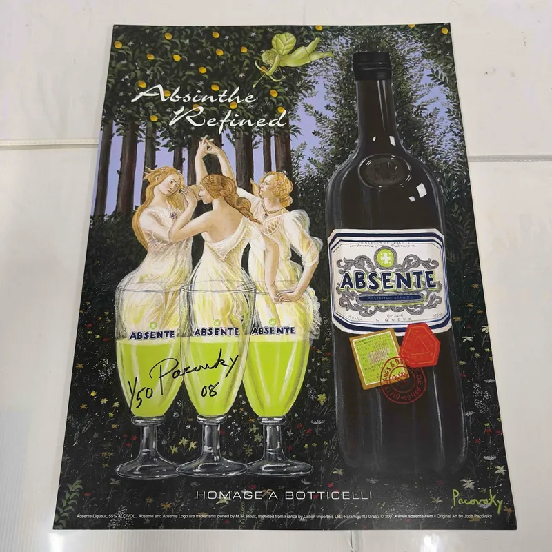 Absinthe Refined Ad Poster Homage A Bottcell by John Pacovsky Hand Signed and Numbered Set Lot of 49 from auction in Orlando, Florida — image 2