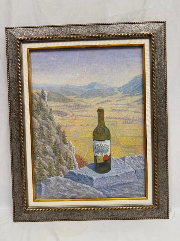 Christophe Cardot Surrealist Landscape with Absente Bottle Framed Original Oil Pastel from auction in Orlando, Florida — image 38
