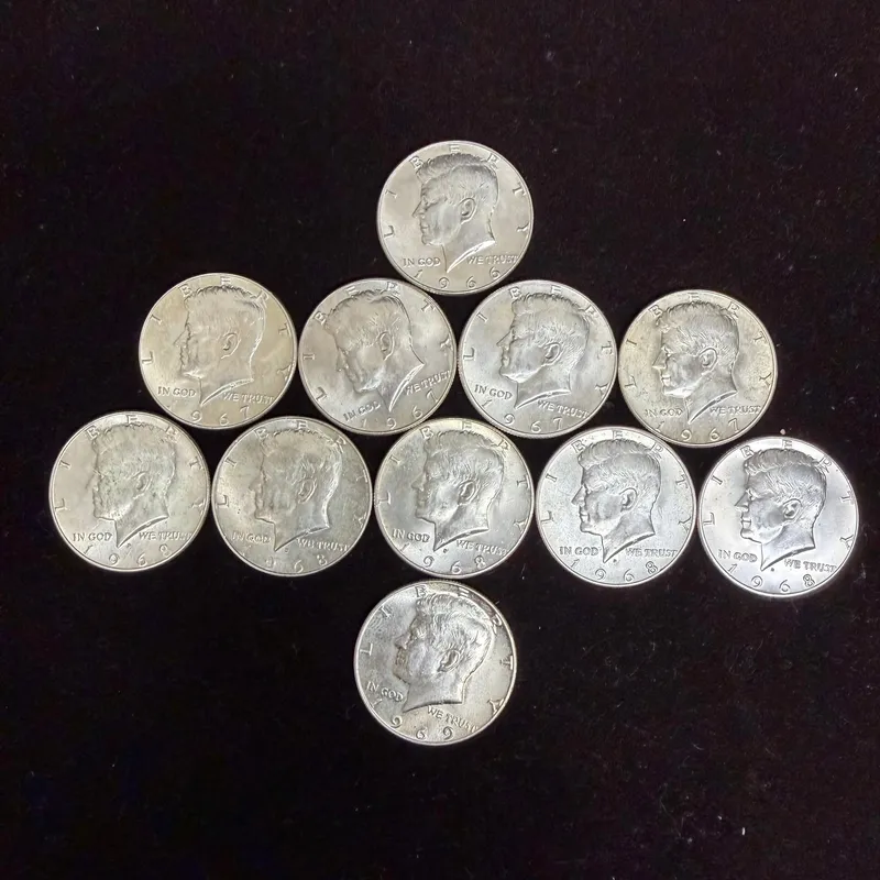 Lot of Eleven Kennedy Half Dollar 1966-69 Silver Coin .400 C12KD from auction in Orlando, Florida — image 42