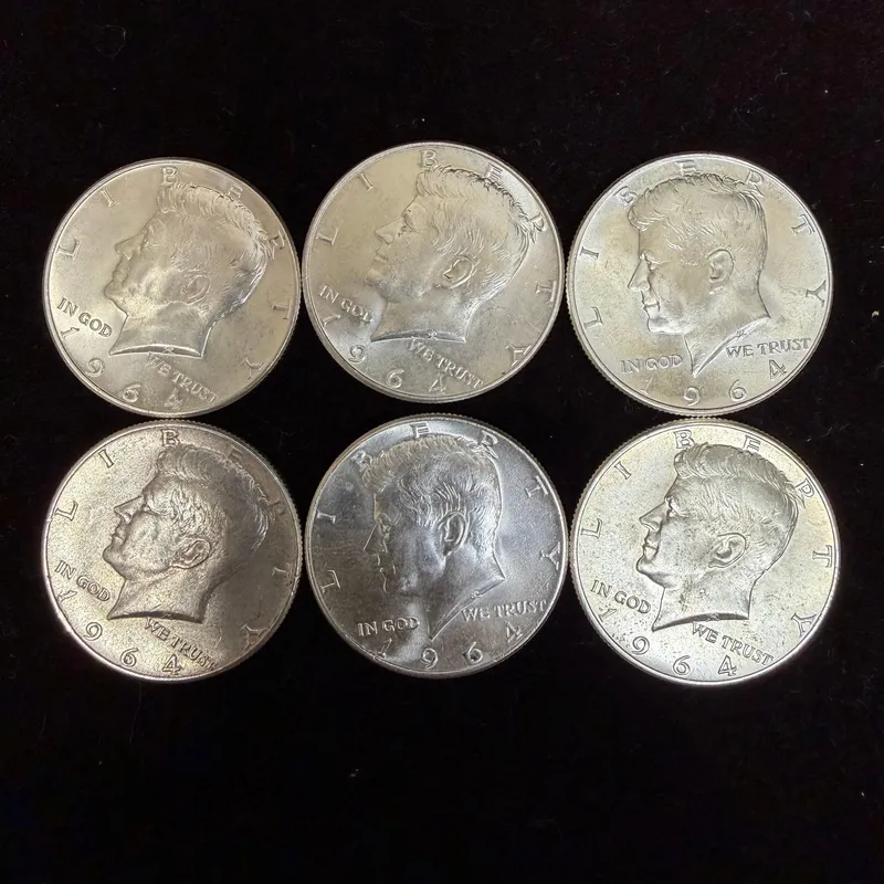 Lot of Six Kennedy Half Dollar 1964 Silver Coin .900 AB56 from auction in Orlando, Florida — image 45