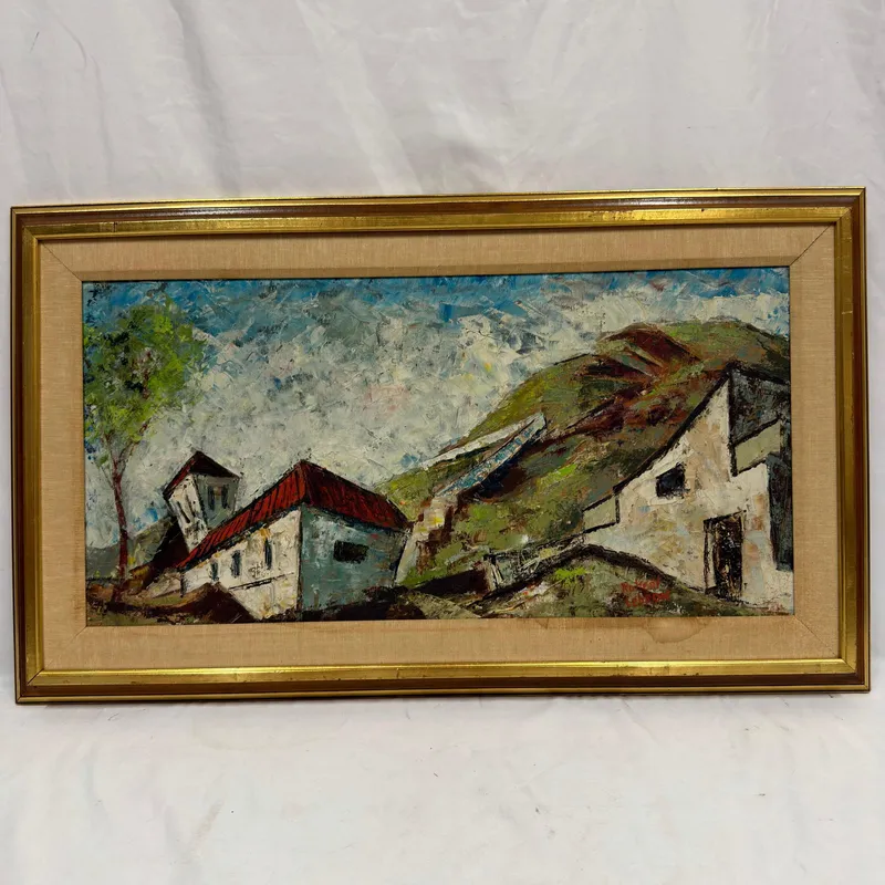 Robert LeBron Signed Oil on Canvas European Village Landscape Framed from auction in Orlando, Florida — image 6