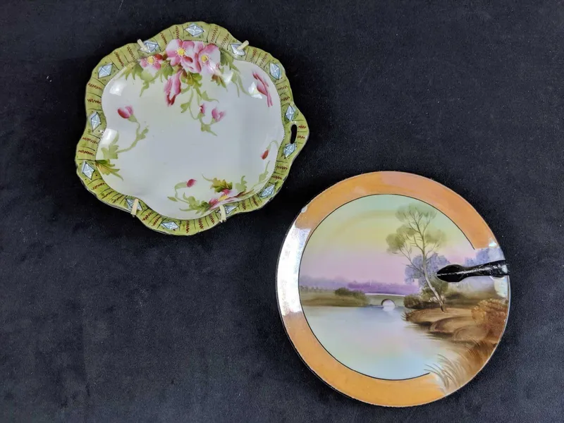 Set Of Two Hand Painted Antique Porcelain Plates from auction in Orlando, Florida — image 43