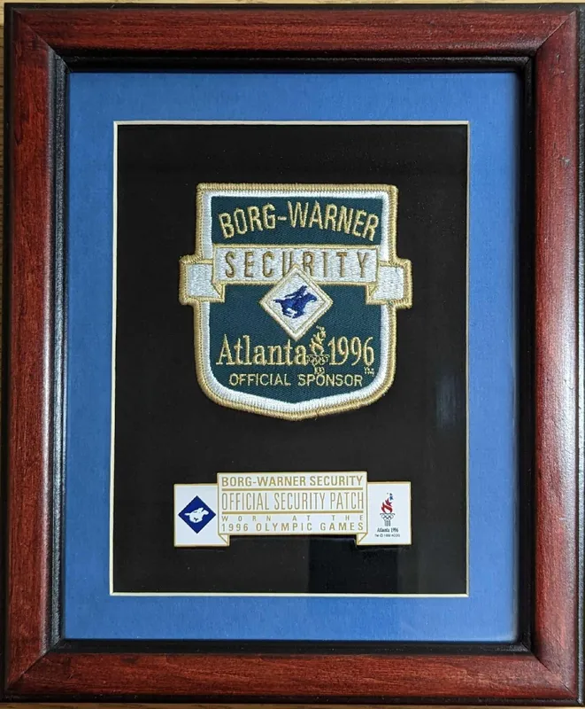 Framed Olympics Games Borg Warner Security Patch from auction in Orlando, Florida — image 35