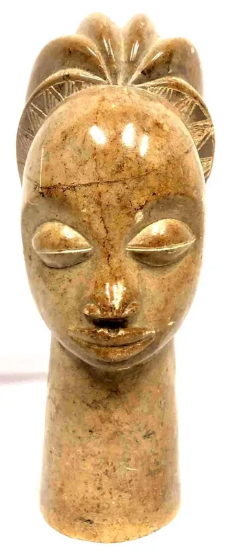 Vintage Carved Stone Sculpture Bust Of African Woman Face Signed By Boudonga from auction in Orlando, Florida — image 22