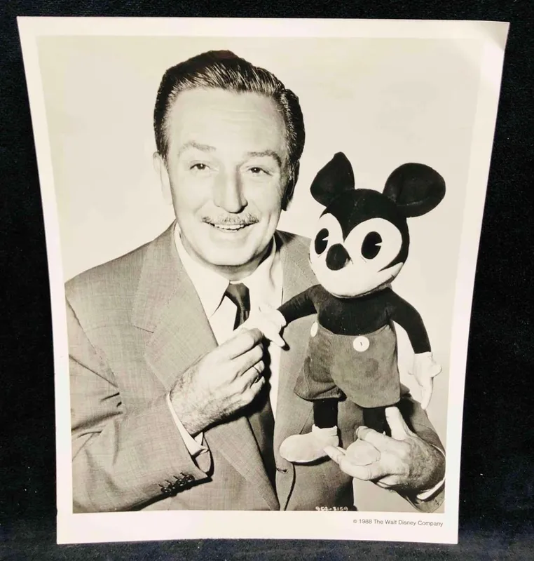 Best Buddies Black & White Photograph Of Walt Disney & One Of The Very First Mickey Dolls from auction in Orlando, Florida — image 22