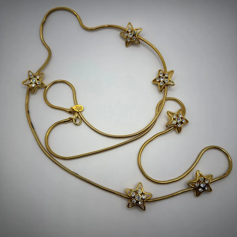 Nolan Miller Crystal Rhinestone Star Snake Chain Necklace Long from auction in Orlando, Florida — image 5