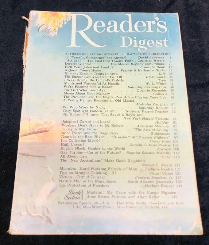 Vintage Copy Of Reader's Digest October 1954 Vo.65 No.390 from auction in Orlando, Florida — image 21