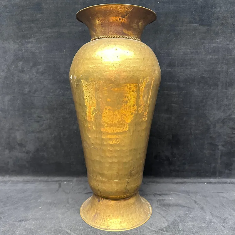 Vintage Hand Hammered Brass Vase with Grape Motif Accents from auction in Orlando, Florida — image 22