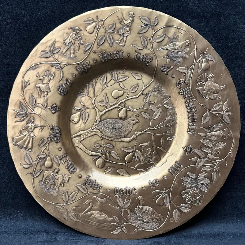 Wendell August Twelve Days of Christmas Solid Bronze Limited Edition Plate from auction in Orlando, Florida — image 25