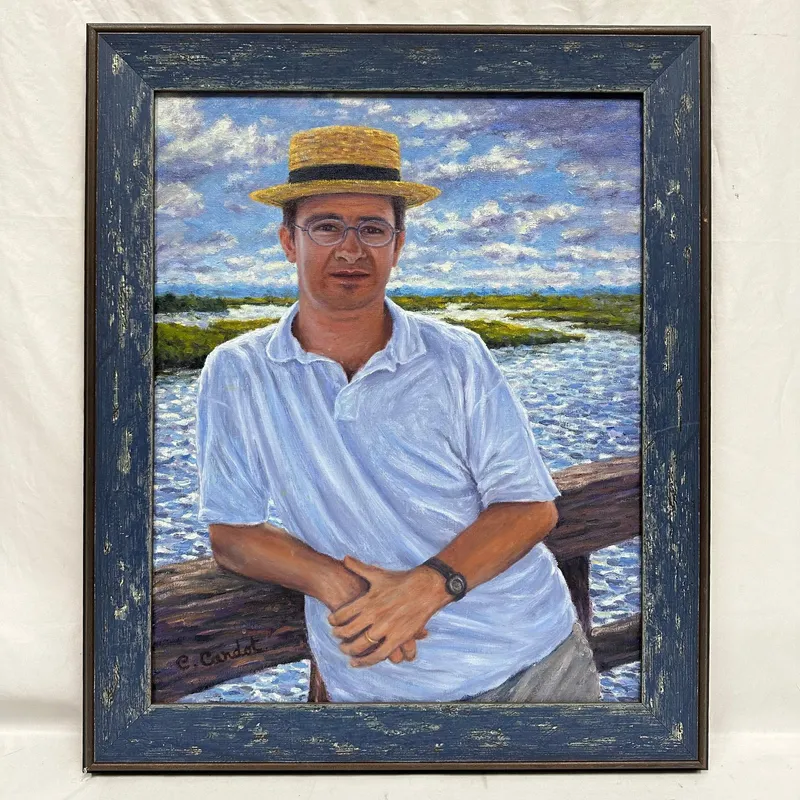 Christophe Cardot Oil on Linen Self Portrait Painting Signed and Inscribed to Michel Roux from auction in Orlando, Florida — image 32