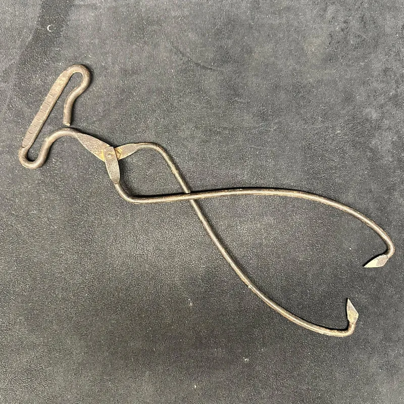 Antique Forged Iron Blacksmith Tongs with T-Handle from auction in Orlando, Florida — image 10