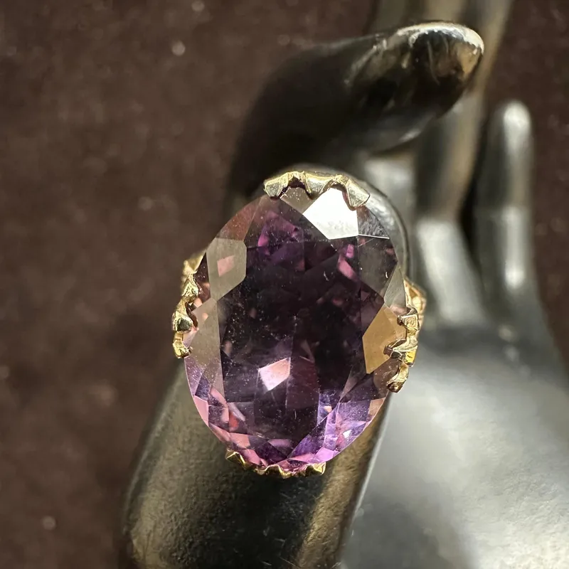 Amethyst Faceted Oval Stone Setting 14K White Gold Ring Size 5 from auction in Orlando, Florida — image 40