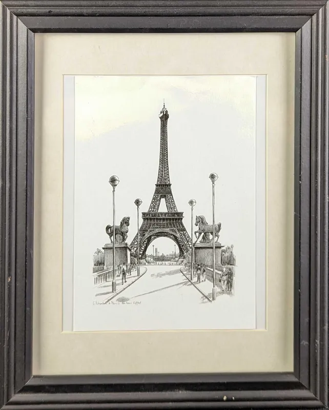 Framed Eiffel Tower Print Paris France from auction in Orlando, Florida — image 47