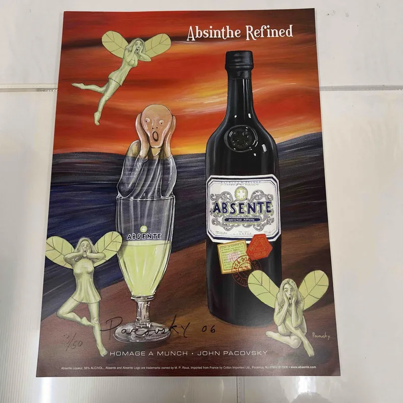Absinthe Refined Ad Poster Homage A Munch by John Pacovsky Hand Signed and Numbered 42 from auction in Orlando, Florida — image 10