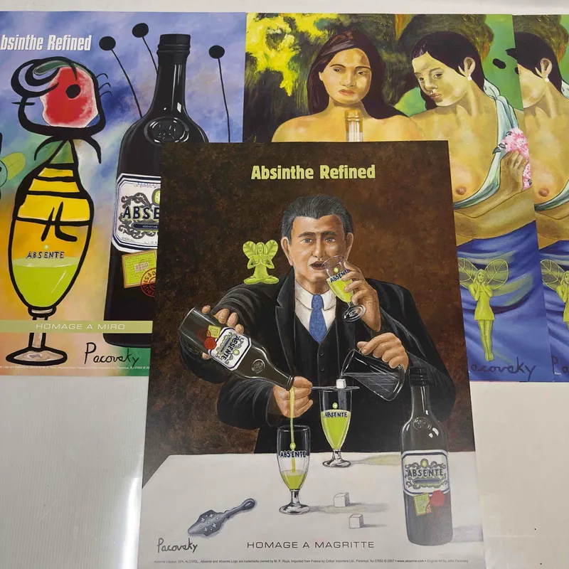Absinthe Refined Ad Poster Homage by John Pacovsky Liquor Advertisement Set Lot of 4 from auction in Orlando, Florida — image 17