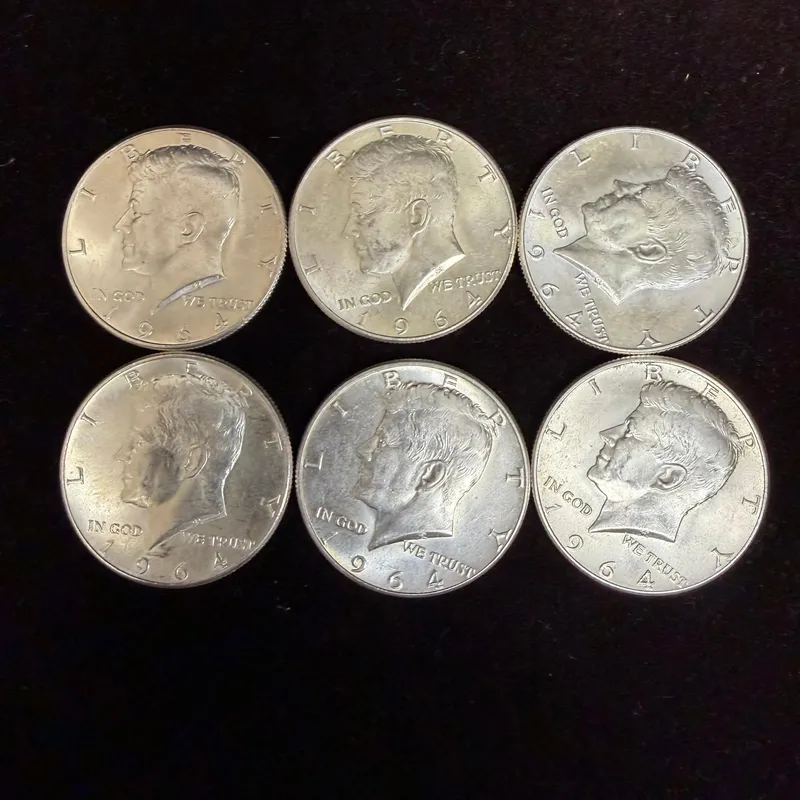 Lot of 6 Kennedy Half Dollar 1964 Silver Coin .900 B12KD from auction in Orlando, Florida — image 42