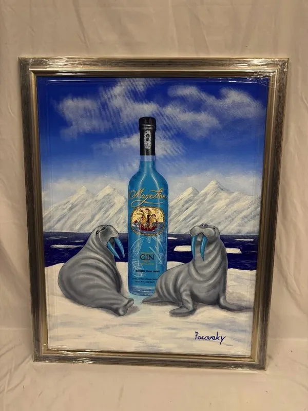 Original Acrylic on Canvas Signed by Pacovsky Magellan Gin Walrus from auction in Orlando, Florida — image 45