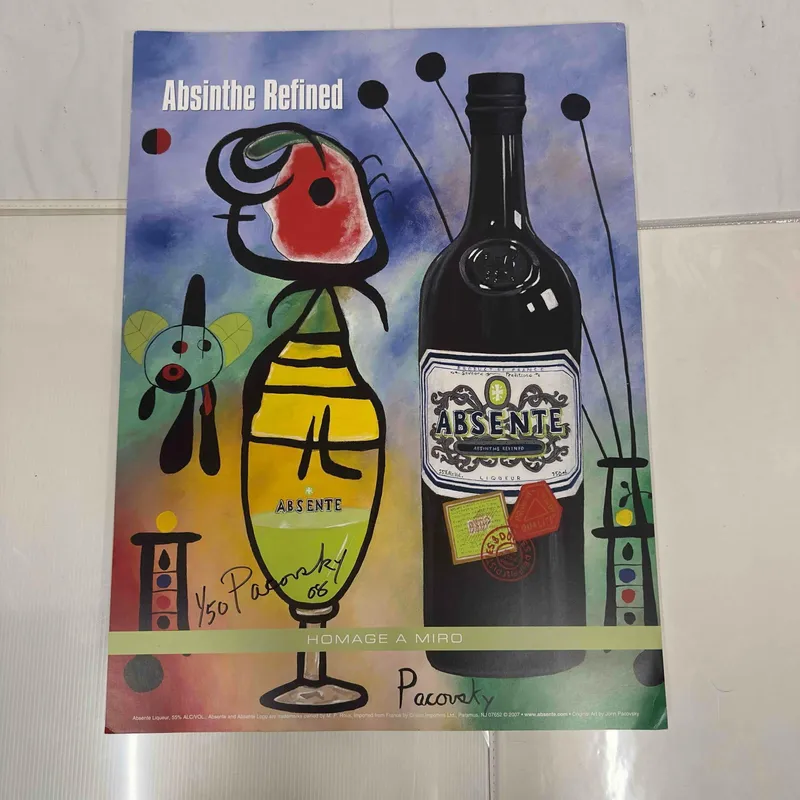 Absinthe Refined Ad Poster Homage A Miro by John Pacovsky Hand Signed Numbered Full Set 50 Posters from auction in Orlando, Florida — image 46