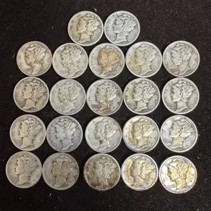 Mercury Dime Mixed Date Ten Cent Coin Collection Lot of 22 Silver Coins O25