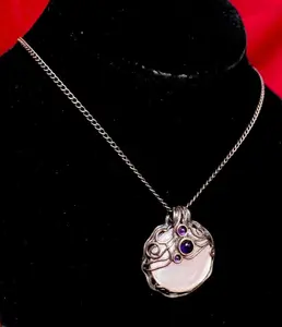 Sterling Silver Mother of Pearl Wire Pendant
