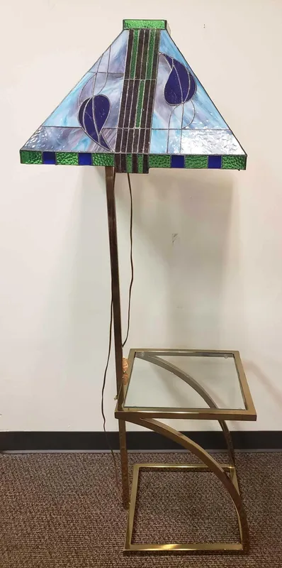 Tiffany Style Stained Glass Lamp with Glass Table from auction in Orlando, Florida — image 9