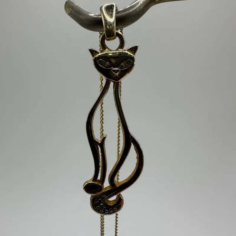 Moissanite 10K Gold Siamese Cat Pendant Necklace from auction in Orlando, Florida — image 18