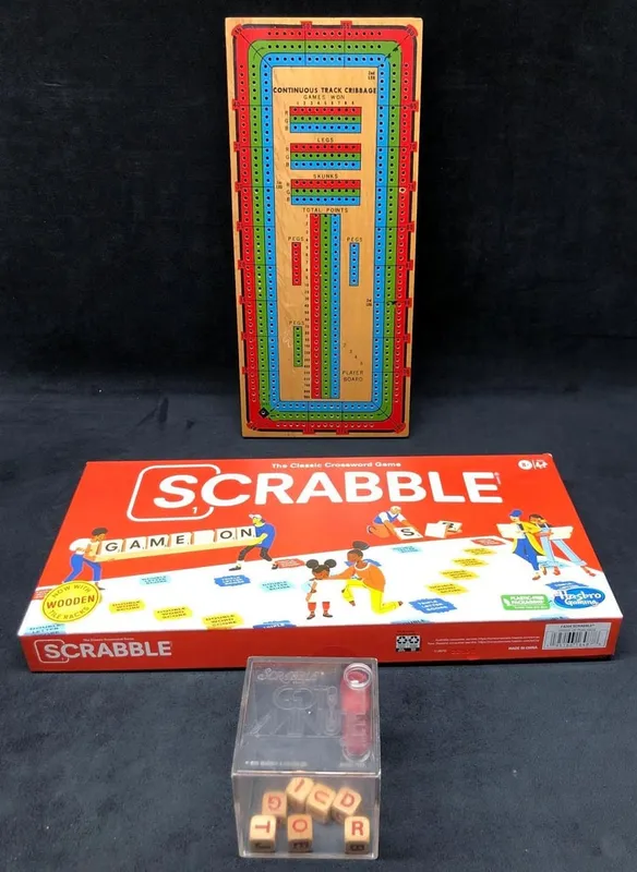 2 Games - Continuous Track Cribbage Board and Scrabble with Vintage Timer from auction in Orlando, Florida — image 39
