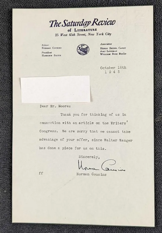 Signed Norman Cousins Saturday Review Letter from auction in Orlando, Florida — image 28