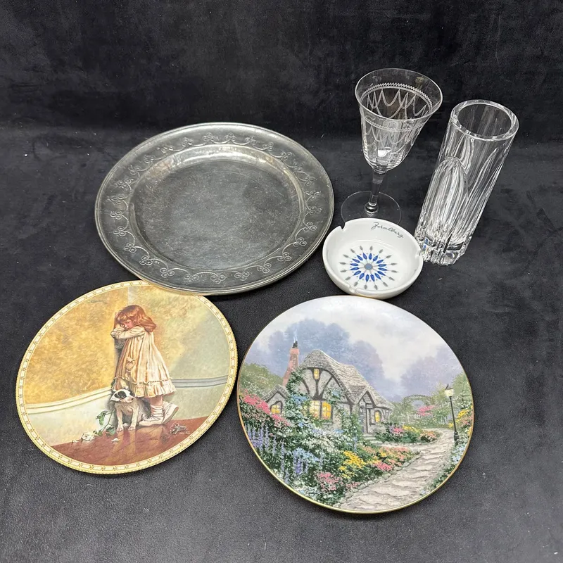 Mixed Decorative Lot Including Pewter Tray Glassware Decorative Plates and Ashtray from auction in Orlando, Florida — image 7