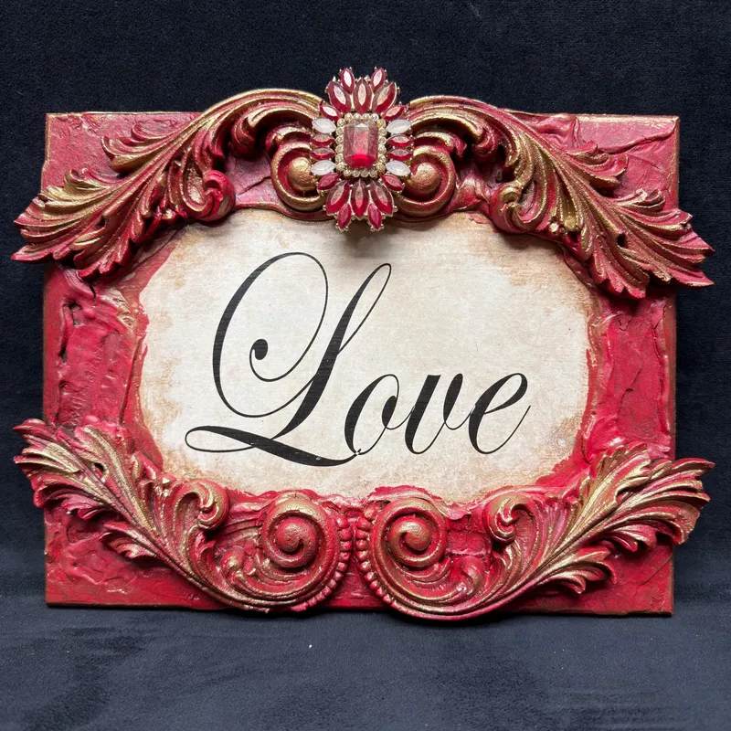 Michelle Butler Designs Love Plaque Red Rhinestone Embellishment from auction in Orlando, Florida — image 33