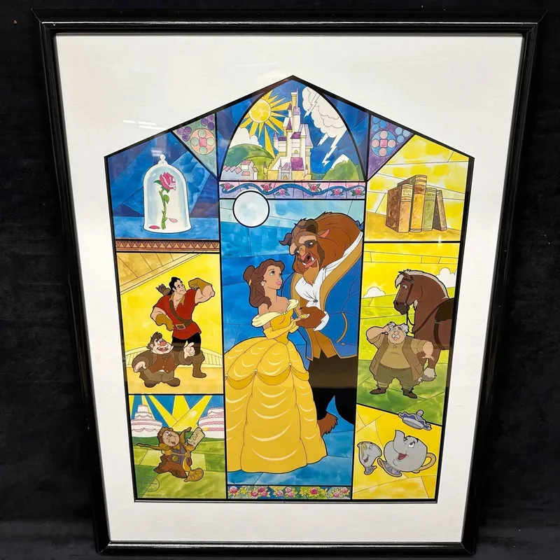 A Tale As Old As Time Disney Beauty and The Beast Stained Glass Window Style Limited 2500 Sericel from auction in Orlando, Florida — image 6