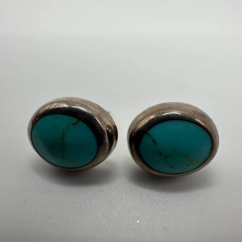 Oval Turquoise ATI Mexico 925 Sterling Silver Earrings Q16 from auction in Orlando, Florida — image 31