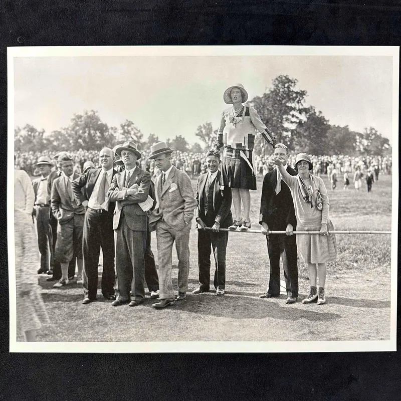 Golf Tournament Crowd Photograph Print Spectators on the Fence Black and White 14" x 11" B from auction in Orlando, Florida — image 30