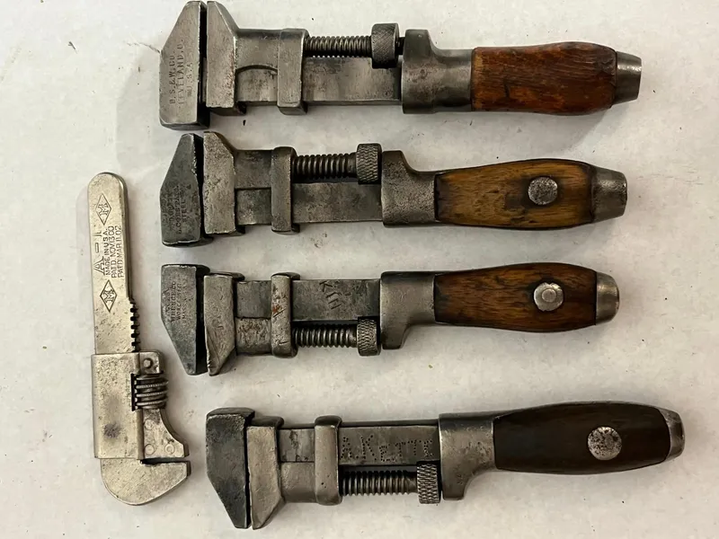 5 Antique Steel & Wood Handled Wrenches from auction in Dundee, Ohio — image 13