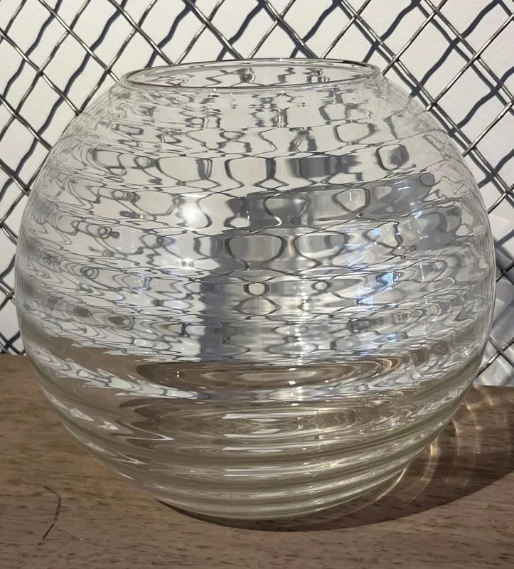 Optic Ribbed Clear Glass Spherical Vase from auction in Dundee, Ohio — image 25