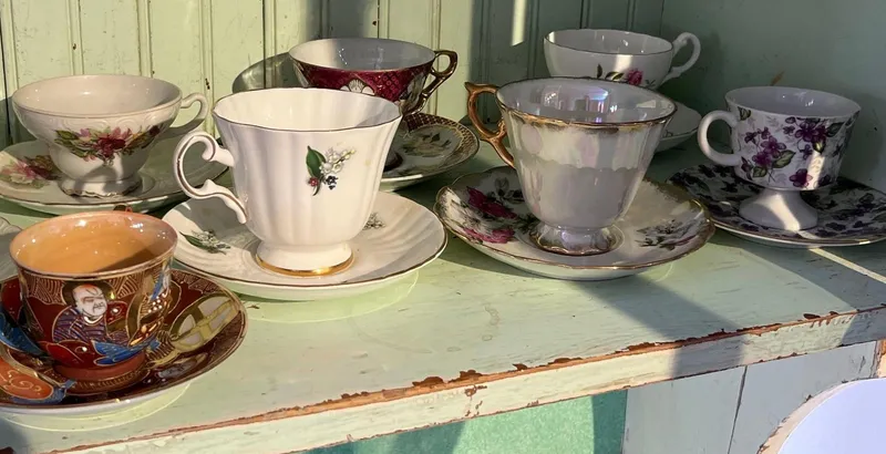 Porc. & Earthenware Cups & Saucers from auction in Dundee, Ohio — image 31