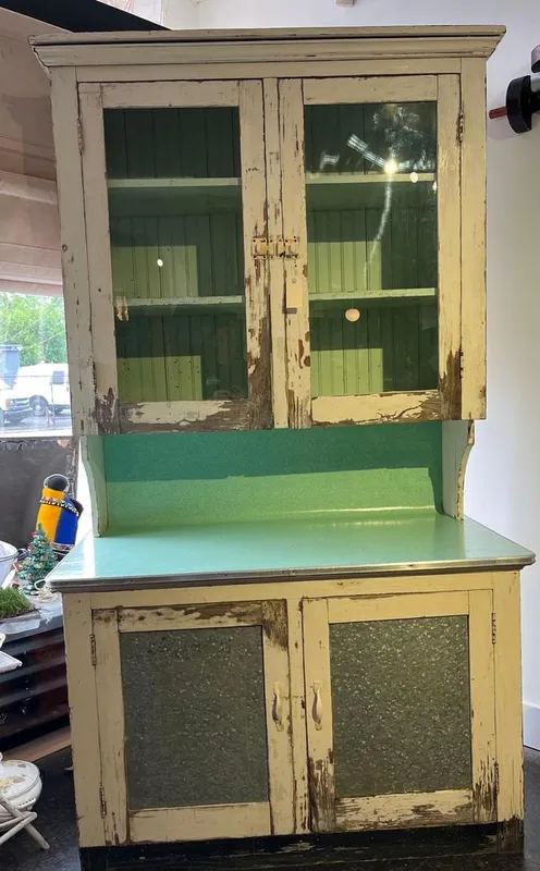 Distressed Wood & Metal Kitchen Hutch from auction in Dundee, Ohio — image 35