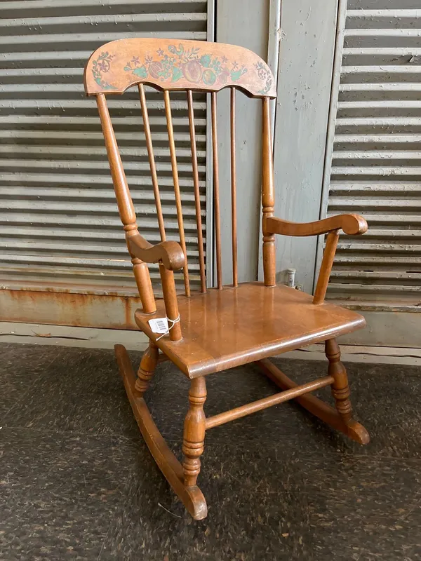 Oak Hill Stenciled Spindle-Back Rocker from auction in Dundee, Ohio — image 48