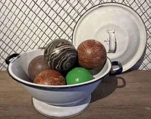Marbled Carpet Balls & Enamel Bowl