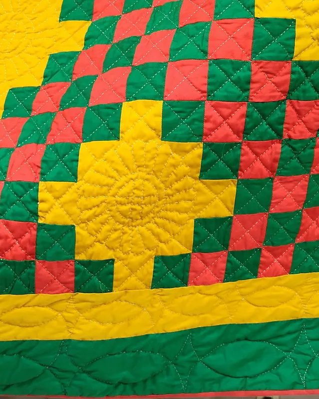 Hand-Quilted Triple Irish Chain & Star Quilt from auction in Dundee, Ohio — image 16