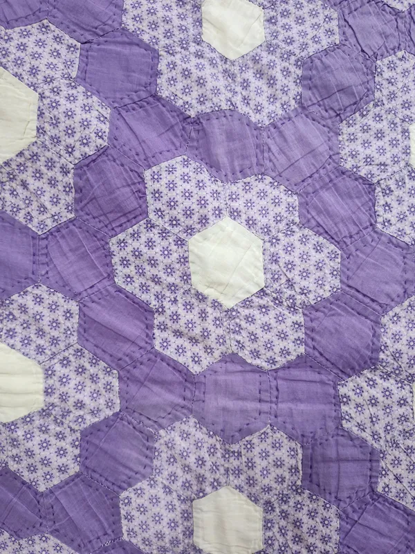 Hand-Quilted Grandmothers Flower Garden Quilt from auction in Dundee, Ohio — image 17