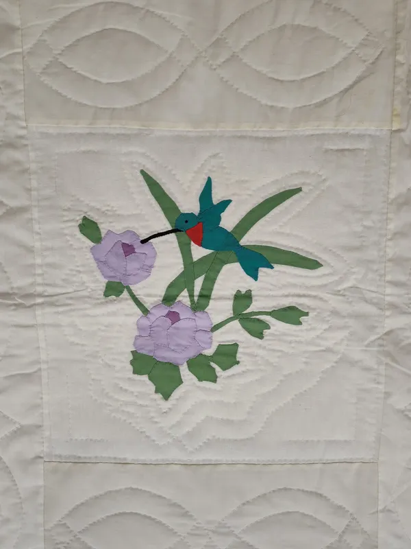Mid-20th Century American Hand-Appliqued and Hand-Quilted Cotton Sampler Quilt from auction in Dundee, Ohio — image 19