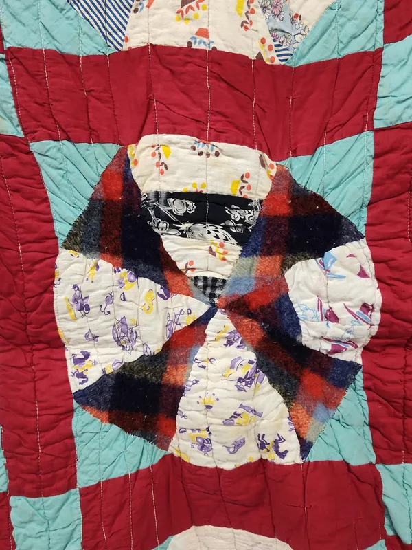 Mid-20th C. American Pinwheel Variation Quilt from auction in Dundee, Ohio — image 28