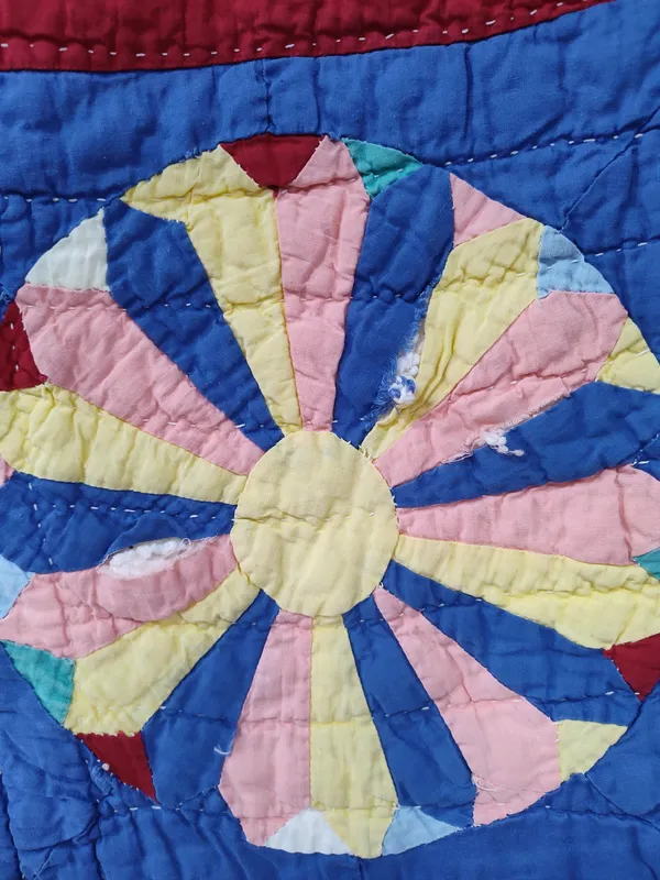 American Hand-Quilted Dresden Plate Quilt from auction in Dundee, Ohio — image 31