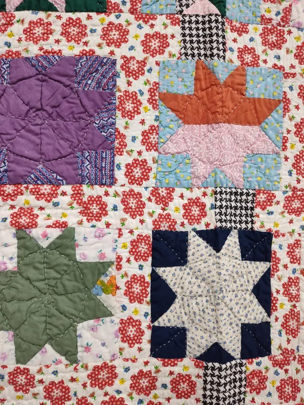 Hand-Stitched 8-Point Star Patchwork Quilt from auction in Dundee, Ohio — image 30